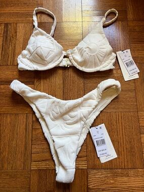 Rip Curl Santorini Terry Cloth White Textured Bikini Set